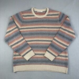 Marine Layer Reed Jacquard Crewneck Sweater in a multi stripe pattern